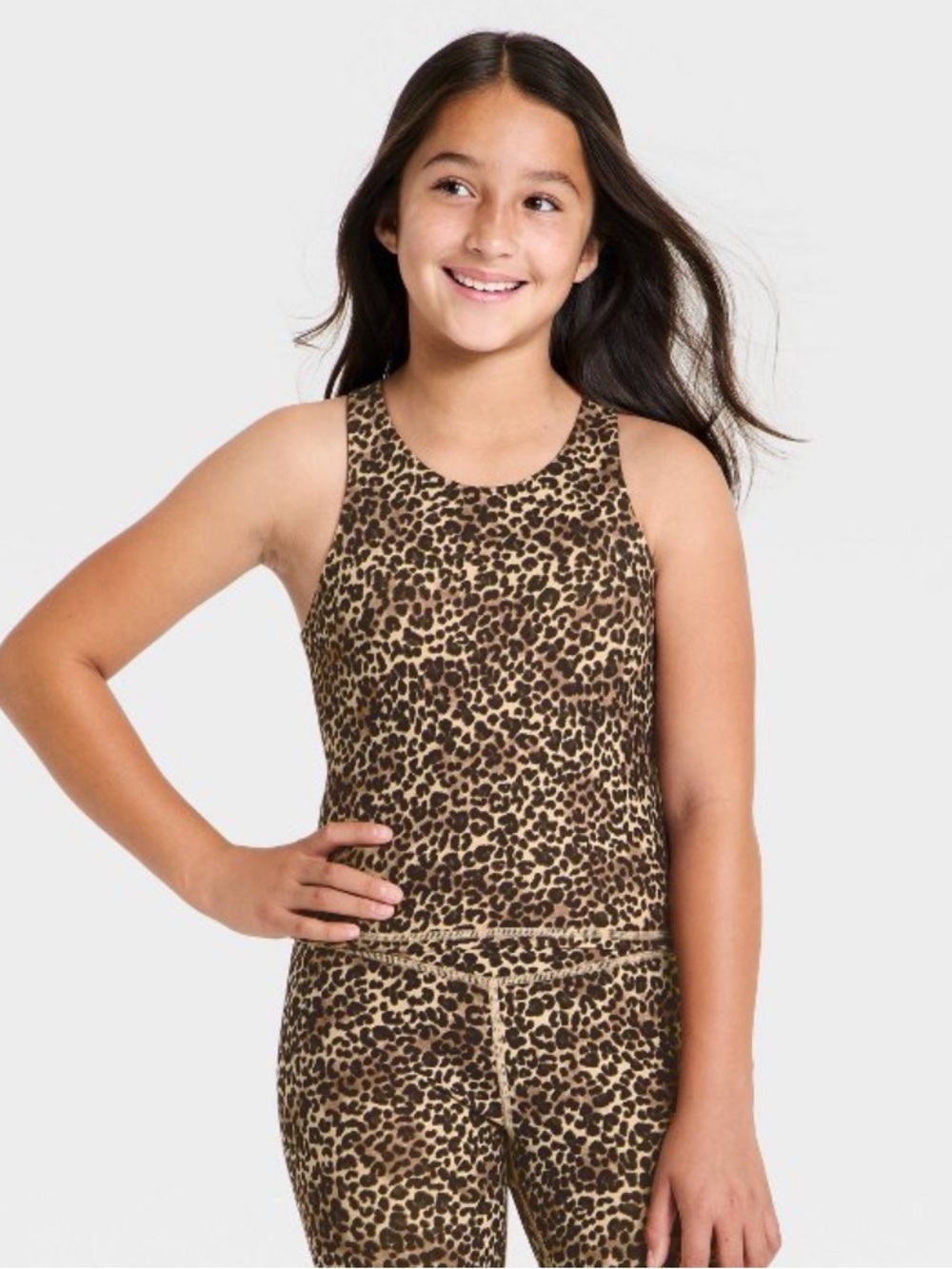 All In Motion Girls Leopard Print Tank